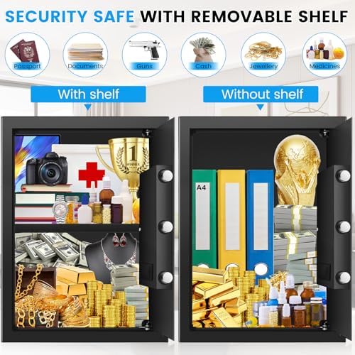 [16.54" Tall] Safe Box, 2.8 Cuft Home Safes With Fireproof Bag