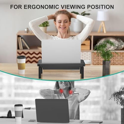 WALI Computer Monitor Stand with Storage, Monitor Riser 3 Height Adjustable