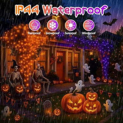 200 LED Connectable String Lights with Remote, Halloween Lights Outdoor