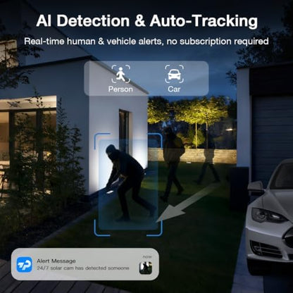 TKENPRO 2K Solar Camera Outdoor Wireless, 2.4GHz Wi-Fi Connected