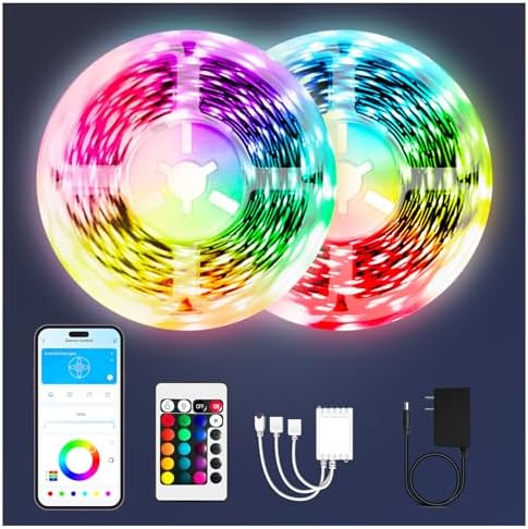 dalattin Bluetooth Led Lights for Bedroom 100ft,Smart Led Strip Lights with App Control Remote Control, RGB LED Light Strips,Music Sync Color Changing Room Decoration Party, (2 Rolls of 50ft)