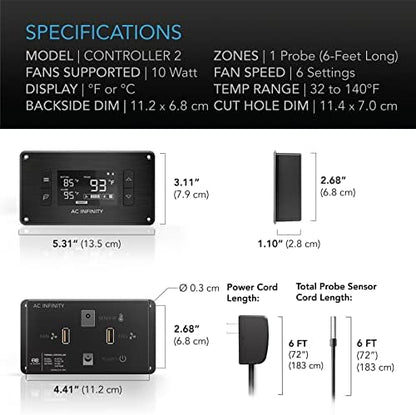 AC Infinity Controller 2, Fan Thermostat and Speed Controller
