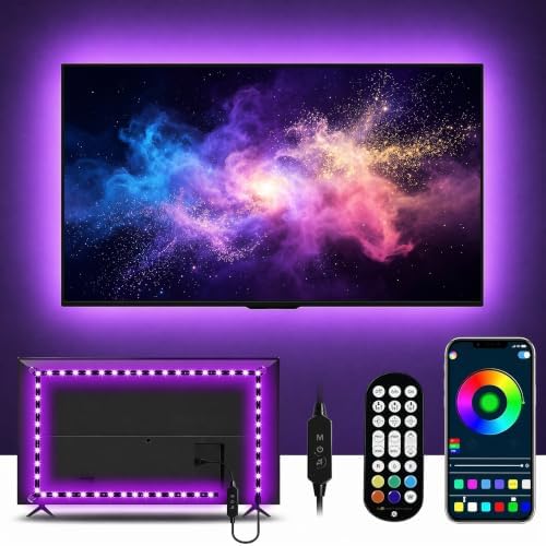 LED Lights for TV,RGB TV Backlight Behind,13.1 ft LED Lights for 45-60 Inch TVs,Music Sync Bluetooth APP & Remote Control USB Powered,Strip Lights for Bedroom,Xmas, Home Décor