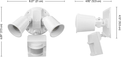 Globe Electric 17000270 110-Degree 240 W Twin Head Gray Hardwired Motion Sensor Security Flood Light, Spotlight, Outdoor, Outside House Lights