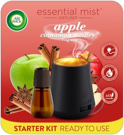 Air Wick Essential Mist Starter Kit (Diffuser + Refill), Apple Cinnamon, Fall scent, Fall spray, Essential Oils Diffuser, Air Freshener
