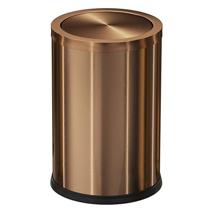 Antique Brass Bathroom Trash can with lid，Stainless Steel,Small Grabage Can with Flipping Lid, 9L/2.4Gal for Living Room,Bedroom,Guest Room,Hotel (Rose Gold)