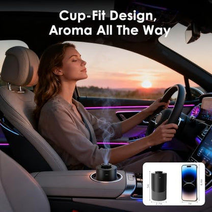 Waterless Essential Oil Diffuser for Home - Cordless Car Scent Diffuser with 3 Timer & 3 Mist Level Settings - 2000mAh Battery Operated Scent Air Machine for Room Office Hotel (Silver)