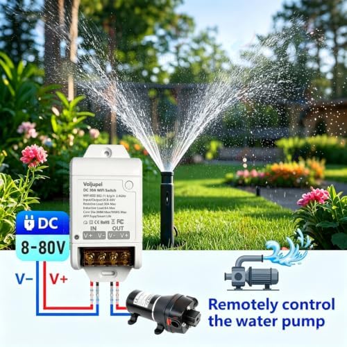 Tuya 30A DC 8-80V WiFi Remote Switch Heavy Duty for RV Solar Pump LEDLight