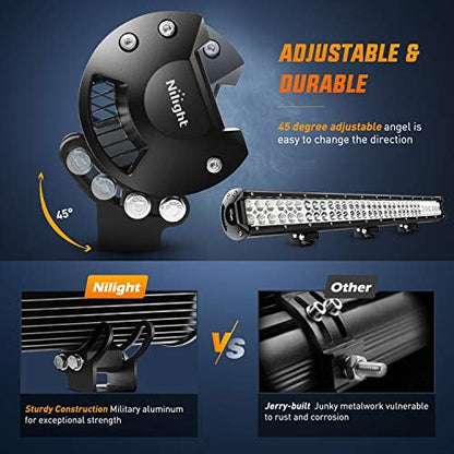 Nilight - 60009C-A 31" 198W Led Light Bar Flood Spot Combo Off Road Work Light Driving Fog Lights for SUV Boat 4x4 Jeep Lamp,2 Years Warranty
