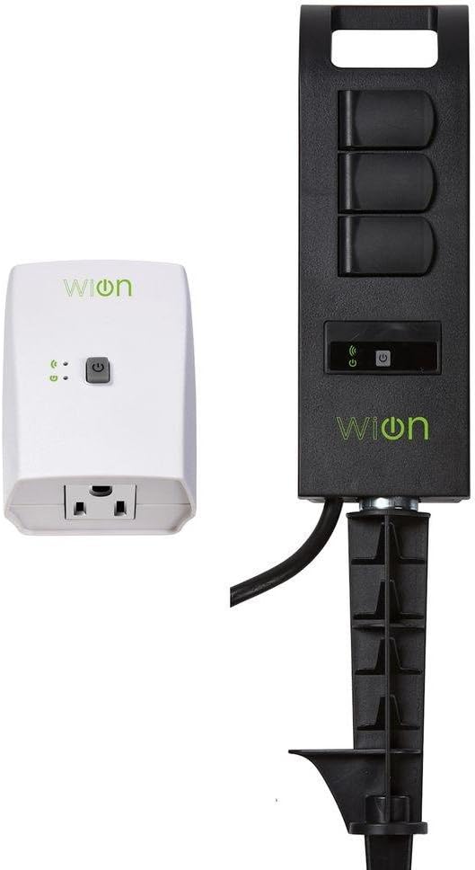 Woods WiOn 50063 Smart Plug-In Indoor and Outdoor Wi-Fi Switch and Yard Stake Bundle, 1 Grounded Outlet and 3 Grounded Outlets