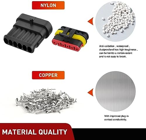 Nilight 260PCS 6 Pin Electrical Connector ‎Plug with Male Female Terminals