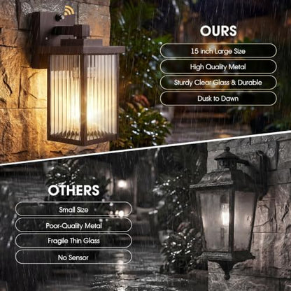 15-Inch Dusk to Dawn Outdoor Wall Light, Oil-Rubbed Bronze All-Metal