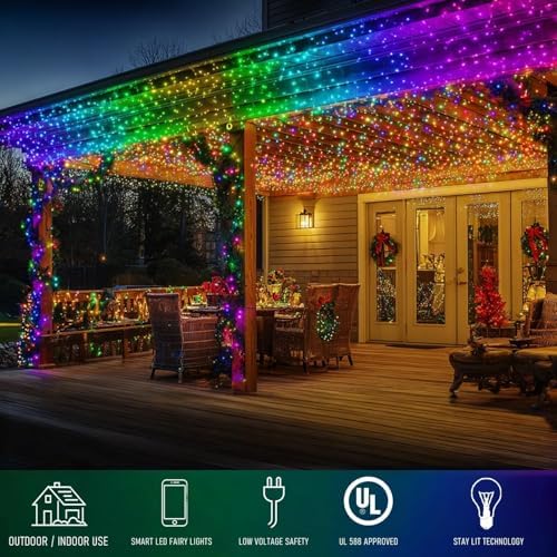 TW SHINE Smart Christmas Lights, 300 LED 98.5FT Color Changing Halloween String Lights Clear Wire with Remote & APP, Waterproof RGB Christmas Tree Light for Outdoor Indoor Decorations