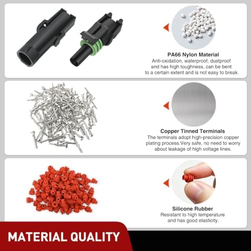 Nilight 60PCS 10 Kits 1 Pin Waterproof Automotive Electrical Connector Kit