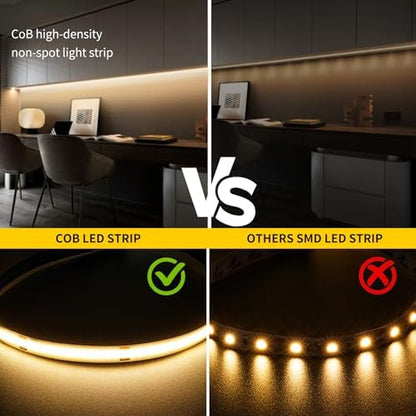 Pandery Outdoor LED Strip Lights,2700K Warm White,24V IP67 LED Strips,32.8FTt/10M,CRI90+ Waterproof led cob Strip Light for Bathroom,Pool,Garden,Sauna Rooms(Power Not Included)