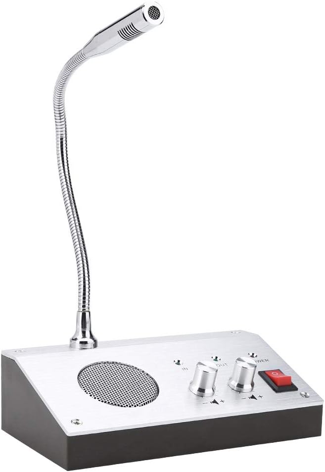 Dual Way Window Intercom System with Mic & Speaker, Automatic Two-Way Counter Intercom for Glass Windows, Drive Thru Communication Speaker for Bank Office Store Hospital Bus Station Security Counter