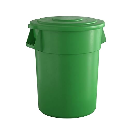 55 Gallon Green Round Commercial Trash Can with Lid, Heavy-Duty Food Grade NSF Certified, Perfect for Restaurant, Office, School, Garage, Backyard, Workshop, Warehouse
