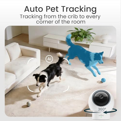 youkey 2.5K Indoor Pet Security Camera, Two-Way Audio Chat to Your Pets, AI Pet/Human Detection, 360° AI Human Tracking, Privacy Mode, No Monthly Fees, Night Vision, WiFi 6（2.4GHz & 5GHz）