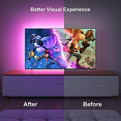 Nexillumi LED Lights for TV, 16.4 ft TV LED Backlight for 55-75 Inch, RGB LED Strip Lights Behind TV with APP Remote Control, Music Sync Smart Led Ambient Lighting for Bedroom Gaming Room Decor
