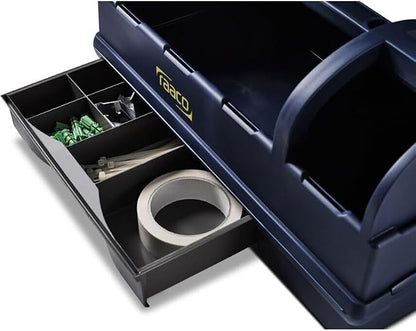 Raaco Open Portable Tool Box Organizer with Handle - Hand-Held Storage | Plastic Polypropylene Toolbox with 3 Compartments & Built-in Drawer, Hand-Held Storage Carrier, 55 lb Load Capacity, workshop