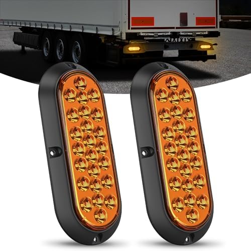 Nilight 6" Oval Trailer Tail Light 2PCS Amber 24LED Turn Signal Lights