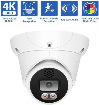 GW Security 16 Channel 8MP Fulltime Color Night Vision 4K NVR Security Camera System with 12 UltraHD 4K Two-Way Audio Outdoor/Indoor Smart AI Face Recognition Human Vehicle Detection PoE Dome Cameras