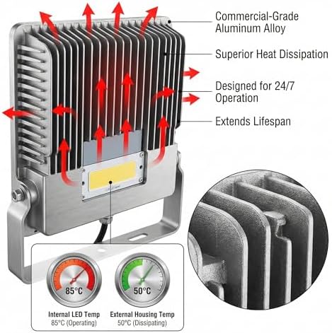 XXBSAZ 150W LED Flood Light Outdoor, Daylight 6500K,18000LM, AC85-265V IP66 Waterproof, High Power Commercial Work Light, Security Stadium Lights for Parking Lots, Workshop，Warehouses