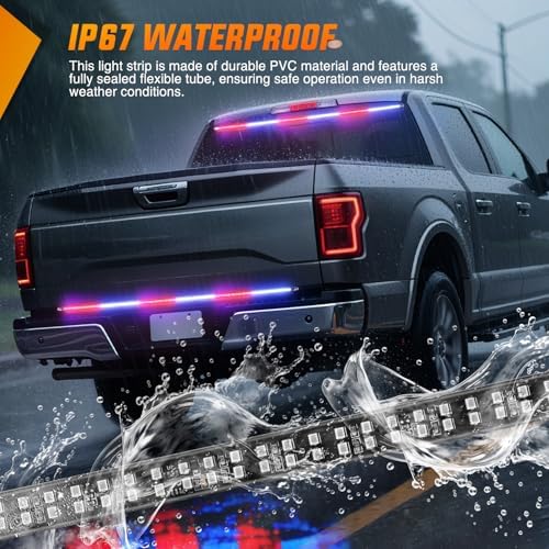 Nilight 48 Inch 288 LED Tailgate Strobe Light Strip Red Blue