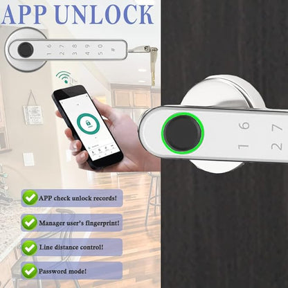 Smart Fingerprint Door Lock, Keyless Entry Door Lock with APP - Cards - Backup Key - Fingerprints - Codes, Biometric Door Lock for Bedroom Hotel Office Apartment and More