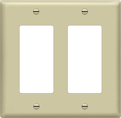 ENERLITES Decorator Light Switch or Receptacle Outlet Wall Plate, Gloss Finish, Size 2-Gang 4.50" x 4.57", Unbreakable Polycarbonate Thermoplastic, UL Listed, 8832-I, Ivory