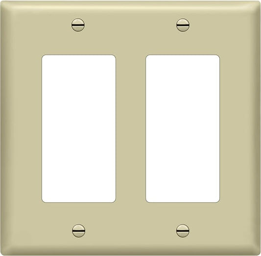 ENERLITES Decorator Light Switch or Receptacle Outlet Wall Plate, Gloss Finish, Size 2-Gang 4.50" x 4.57", Unbreakable Polycarbonate Thermoplastic, UL Listed, 8832-I, Ivory