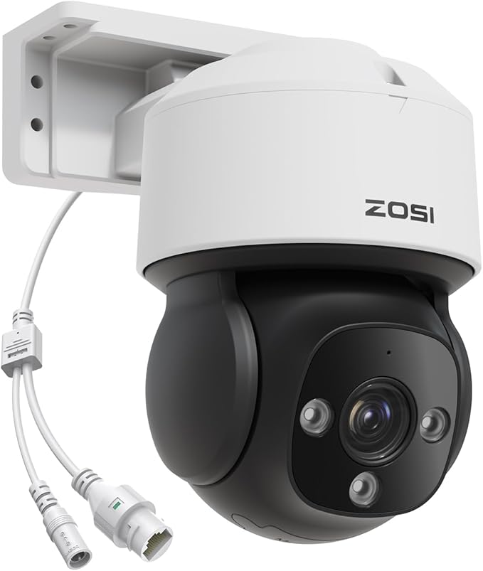 ZOSI C290 4K Add-On PoE IP Camera Outdoor Indoor, 8MP Pan/Tilt Security IP Camera, AI Person/Face/Vehicle Detection, Two-Way Talk, Auto Tracking, Night Vision, Siren Alarm, Only Work with ZOSI PoE NVR