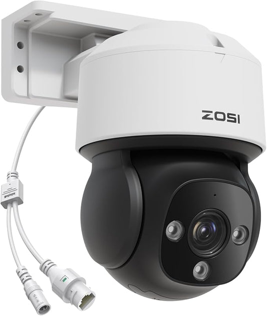 ZOSI C290 4K Add-On PoE IP Camera Outdoor Indoor, 8MP Pan/Tilt Security IP Camera, AI Person/Face/Vehicle Detection, Two-Way Talk, Auto Tracking, Night Vision, Siren Alarm, Only Work with ZOSI PoE NVR