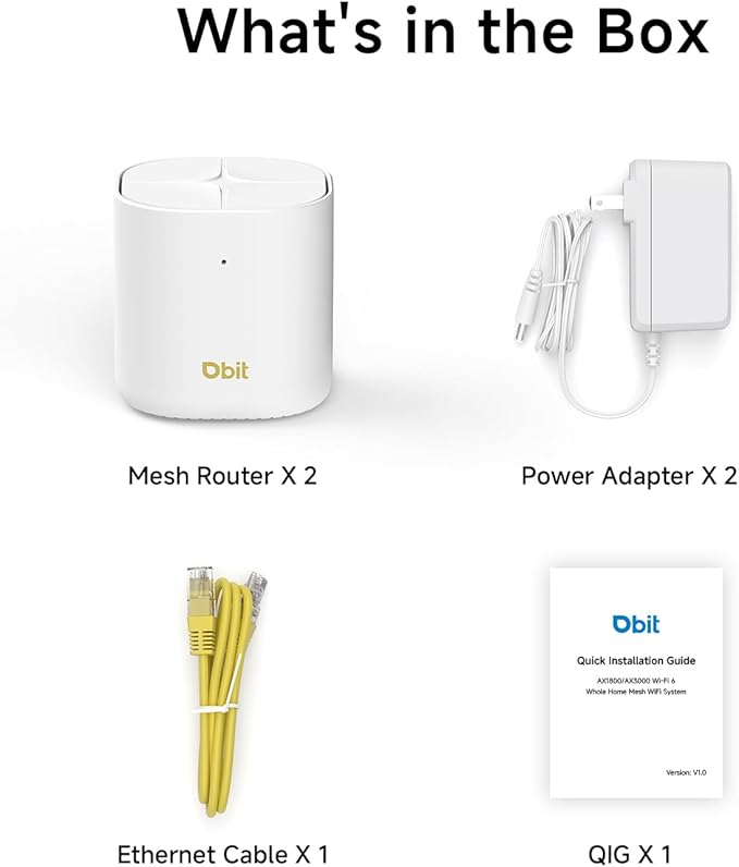 DBIT AX1800 WiFi 6 Whole Home Mesh Wi-Fi System, Dual-Band Coverage up to 4,000 sq. ft. and 150 Devices, Replaces Wireless Router and Extender, 2 Gigabit Ports per Unit, Easy Setup (D-MAX5, 2-Pack)