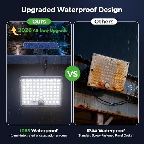 nipify Solar Lights Outdoor,3 Modes Solar Flood Lights Outdoor with Remote Control,IP65 Waterproof Solar Security Lights, 16ft Cable Solar Motion Lights for Outside Yard Garage Garden Dusk to Dawn