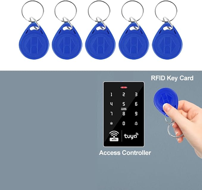 RFID 125KHz Blue Keychain ID Access Card Proximity Card Tag for Access Control Systems (10-Pack)