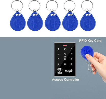 RFID 125KHz Blue Keychain ID Access Card Proximity Card Tag for Access Control Systems (10-Pack)