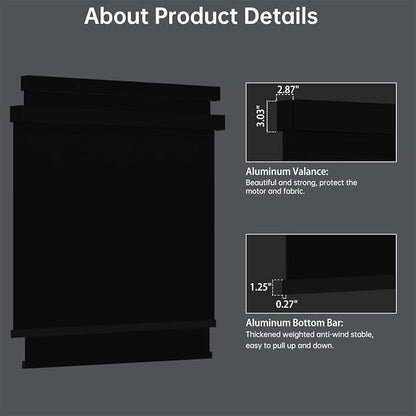 Motorized Blinds with Remote, Blackout Smart Blinds for Windows Automatic Roller Shades Compatible with Alexa, Motorized Shades Customized for Bedroom Home Office (Blackout-Fabric Black)