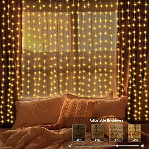 echosari 9.8Ft x 9.8Ft Curtain Lights Battery Operated 2 Color Changing