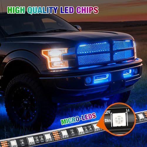 Nilight 4PCS 12" RGB LED Grille Light Strips with APP & Remote Control