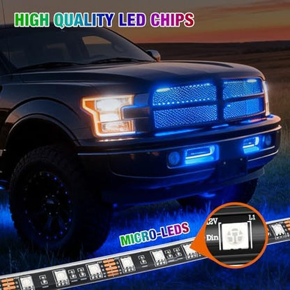 Nilight 4PCS 12" RGB LED Grille Light Strips with APP & Remote Control