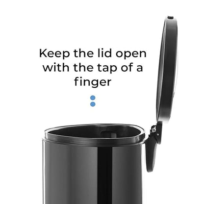 Home Zone Living 12 Gallon Semi-Round Kitchen Trash Can with Soft Close Lid, Step Pedal, Bag Tuck Band, and Removable Liner, Black