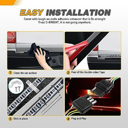 GOOACC Truck Tailgate Light Bar 48" Triple Row 360 LED Strip