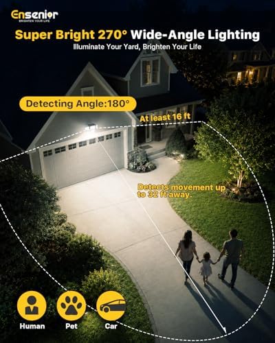 Motion Sensor Outdoor Solar Lights, Security Flood Lights 4-Head, 2-Pack