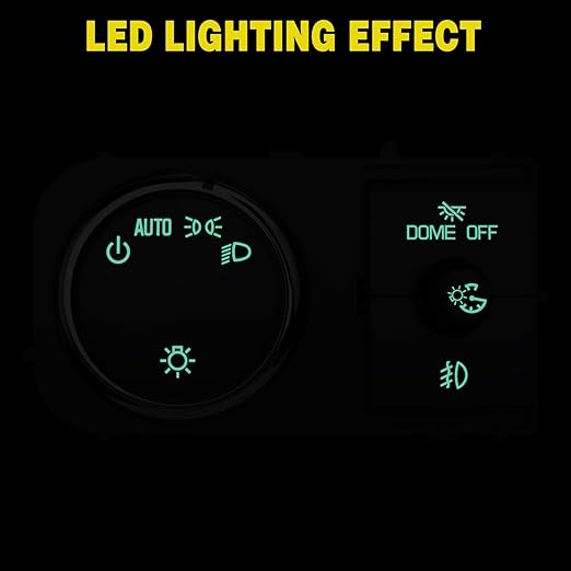 Nilight Headlight Dimmer Switch Compatible with 2007 2008 2009 2010 2011 2013 Chevy Silverado 1500 2500HD 3500HD Tahoe 2007-2014 GMC Sierra 2500HD 3500HD Yukon Greenish LED Light