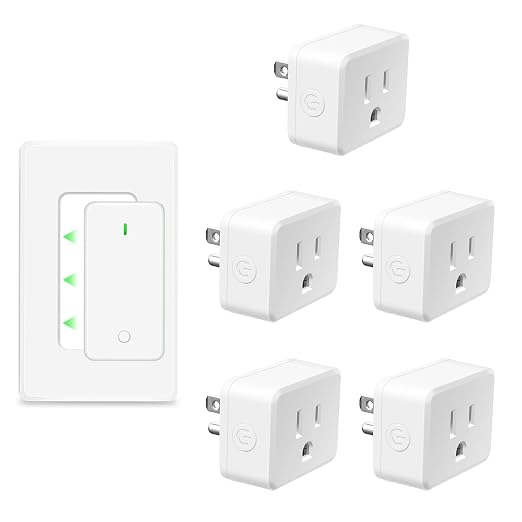 NineLeaf Remote Plug in On Off Switch, Square Outlet Plug with Remote, Wireless On/Off Light Switch Wall Mounted, 15A/1500W, TUV Listed, No Wiring Needed, 500ft RF, for Lamps, Fans,1 Switch 5 Outlets