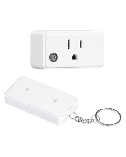 Remote Control Outlet, 200FT Long Range Wireless Light Switch, Mini Electrical Outlet Plug, 15A/1875W High-Power for Lamps, Lights, Household Appliances, FCC & ETL Listed