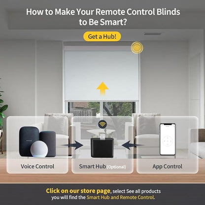 Motorized Blinds with Remote, Grasscloth Fabric Smart Blinds with Valance Cover, Cordless Automatic Roller Shades, Blackout Electric Blinds for Windows,Bright White 25" W x 72" H