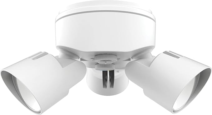 Lithonia Lighting HomeGuard 3-Light LED Outdoor Flood Lights, Outdoor LED Lights, Dusk to Dawn Sensor, Adjustable Lumens, Selectable Color, Round Heads, White (HGX LED 3RH ALO SWW2 120 PE WH M2)