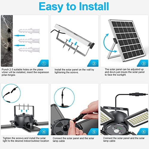 Latband Solar Pendant Light Outdoor Indoor Solar Powered Motion Sensor Shed Light,144LED 1200LM Daytime Work with 5 Lighting Modes Remote Control 4 Heads IP65 Waterproof for Garage Gazebo Barn